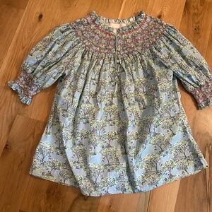 Dondolo Smocked Alice Top Novelty School Print